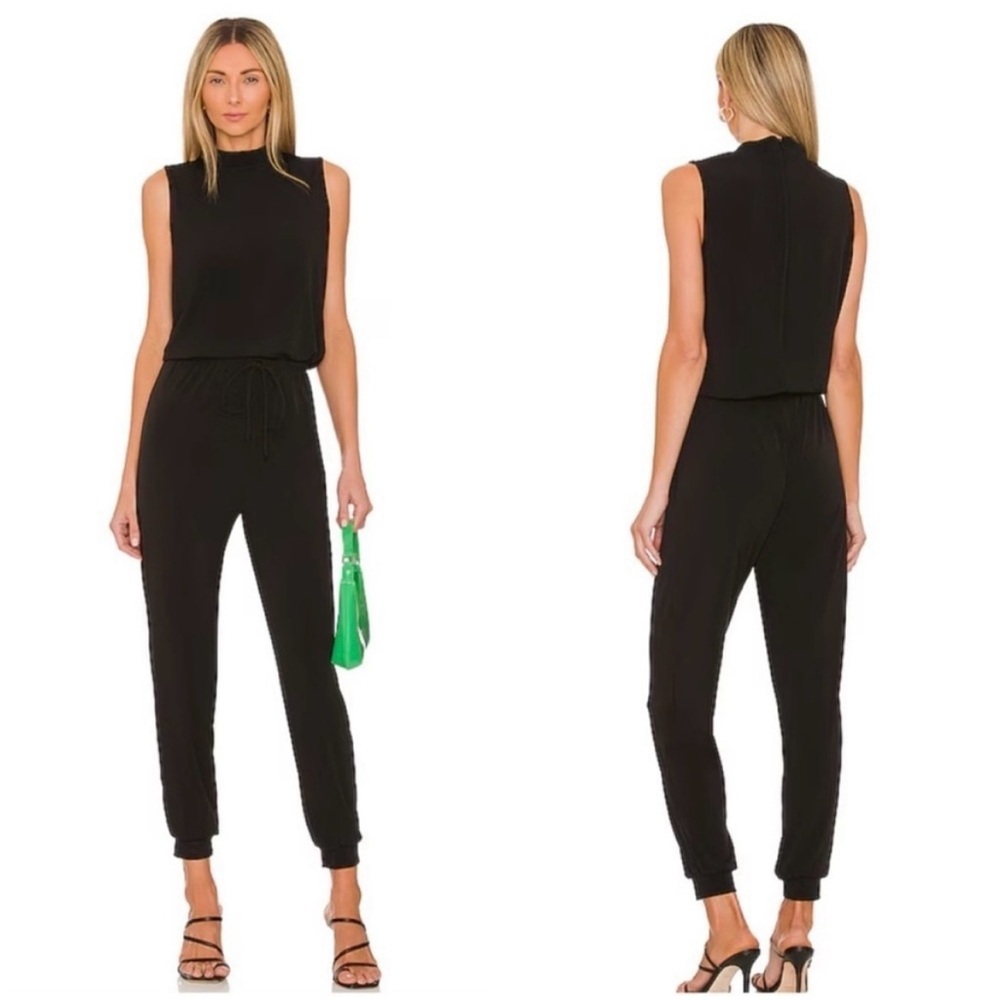 Lanston Sleeveless Turtleneck Jumpsuit in Black